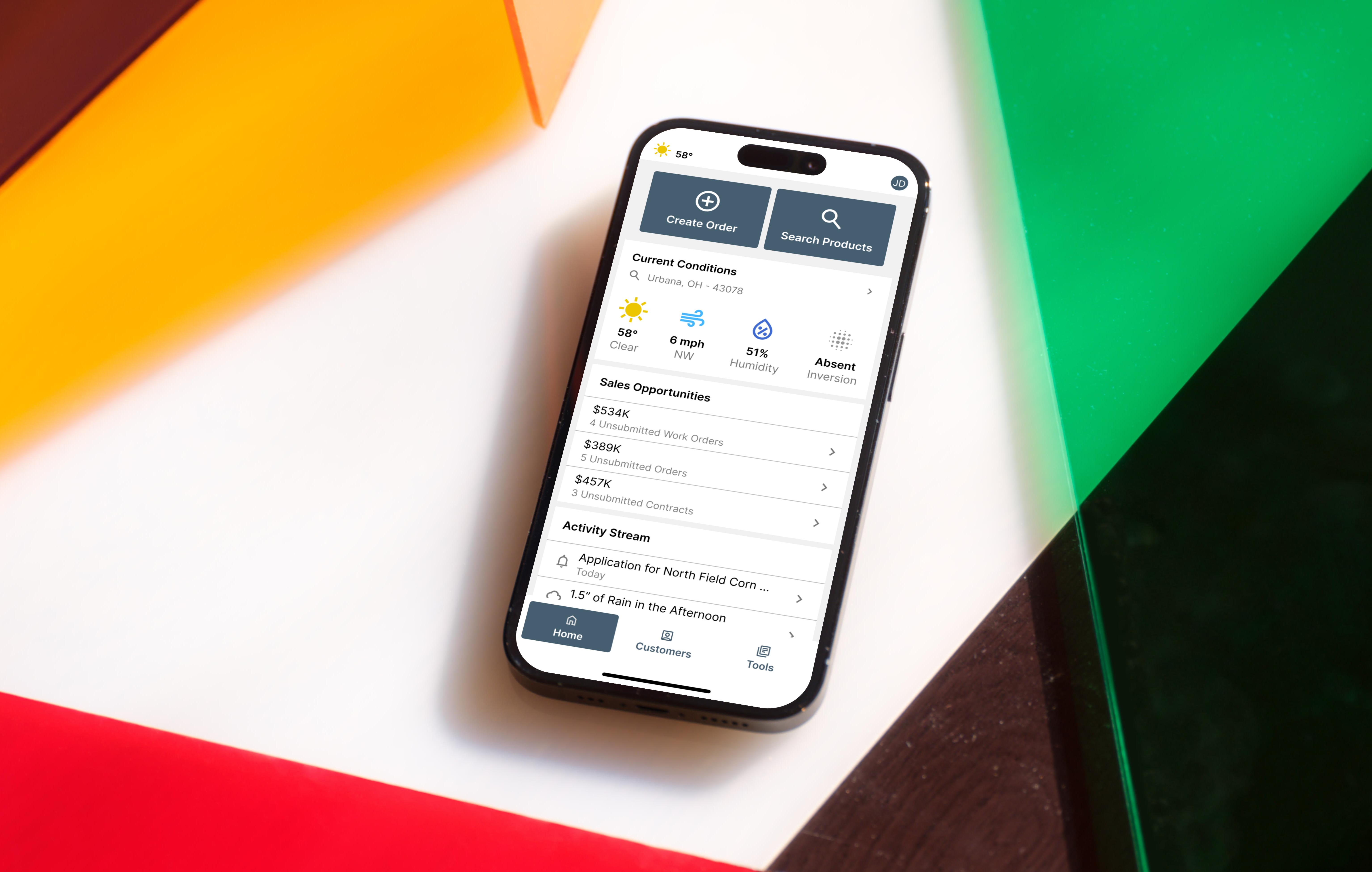 Final Nutrien mobile app home screen mockup