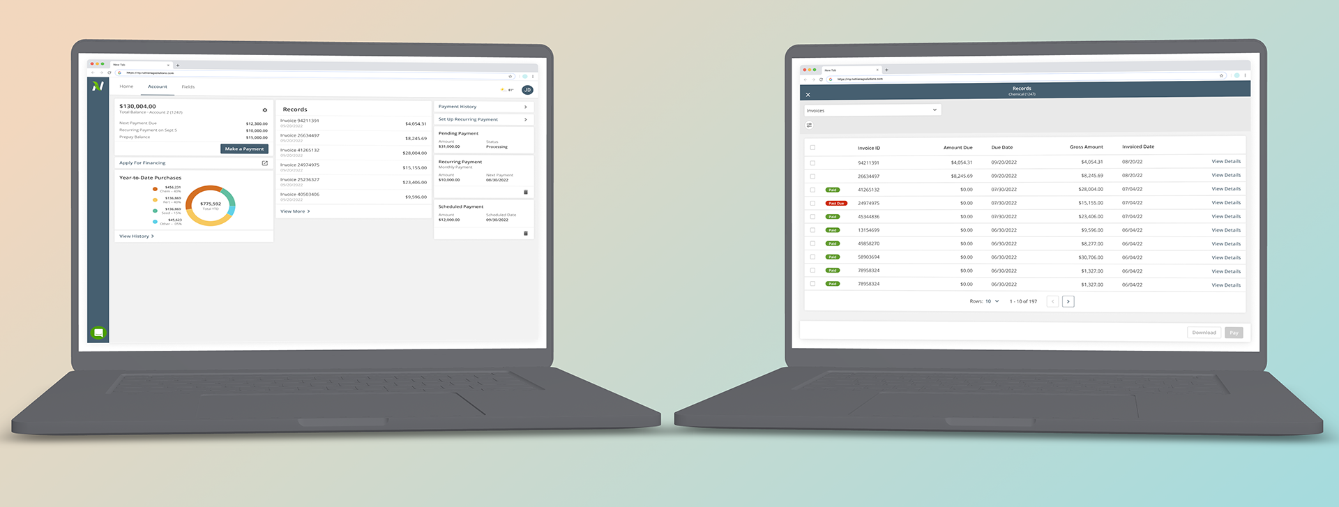 Final account dashboard consolidating balances, records, and payment history