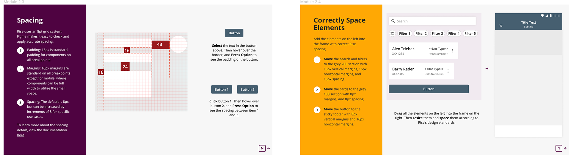 Overview of all five onboarding modules in the interactive Figma file